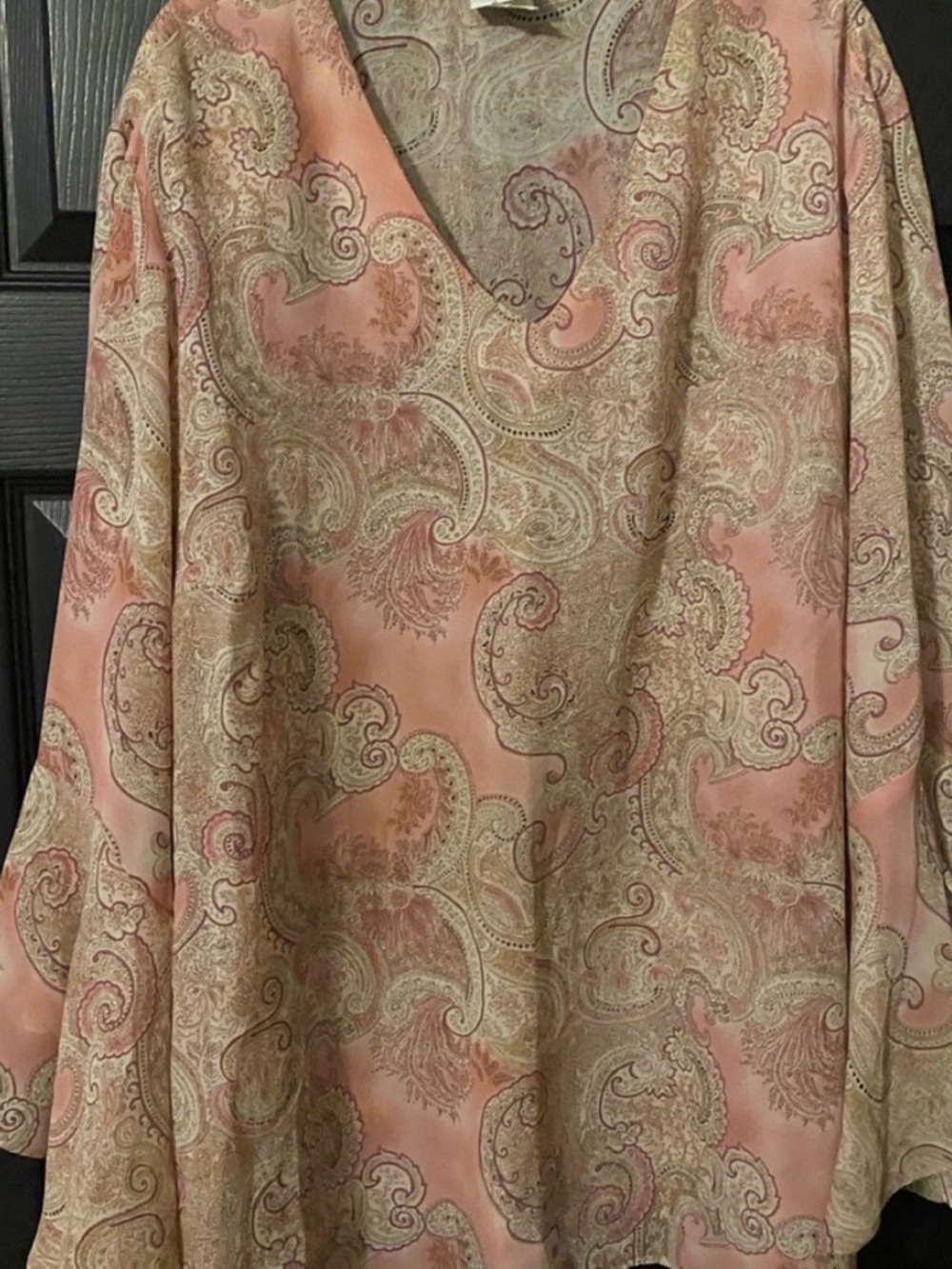 Peach Paisley V-Neck Blouse